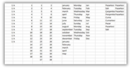 Excel otomatik veri doldurma